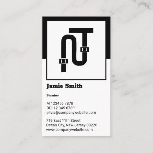 Classic Black & White Plumber Business Card & Logo