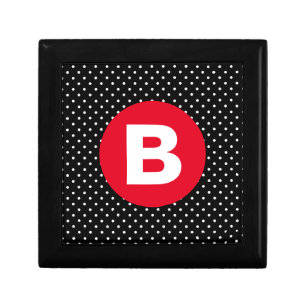 Classic Black & White Polka Dot with Red Monogram Gift Box