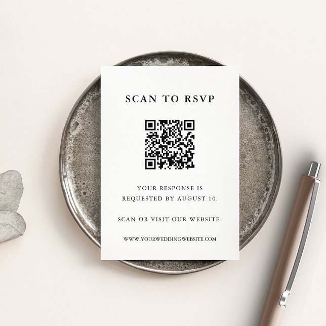 Classic Black & White QR Code Wedding RSVP Enclosure Card (Creator Uploaded)