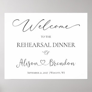 Classic Black White Rehearsal Dinner Welcome Sign