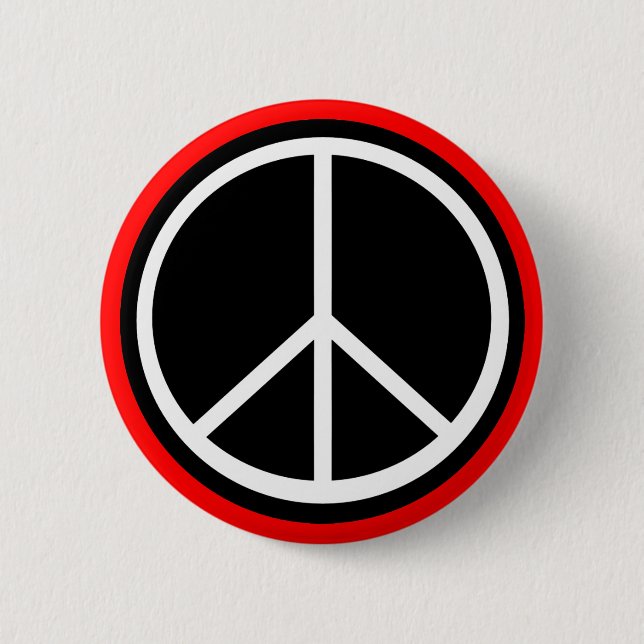 Classic Black White Retro Peace Sign Pinback Button (Front)