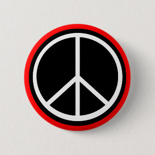 Classic Black White Retro Peace Sign Pinback Button