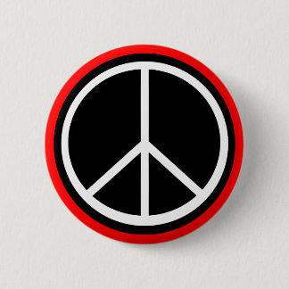 Classic Black White Retro Peace Sign Pinback Button