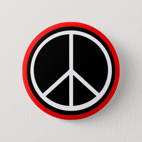 Classic Black White Retro Peace Sign Pinback Button