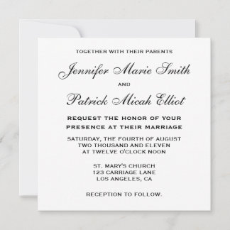 Classic Black/White/Silver Photo Wedding Invite