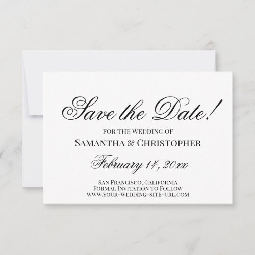 Classic Black  White Simple Elegant Wedding Save The Date