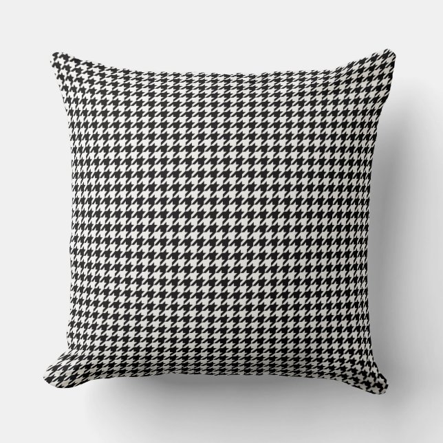 Classic Black White Small Houndstooth Throw Pillow (Front)
