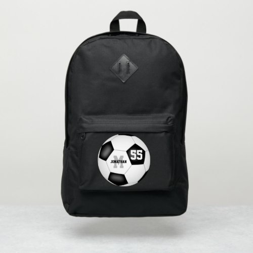 classic black white soccer ball boys or girls port authority backpack