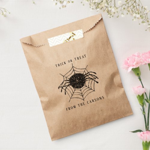 Classic Black White Spider Web Halloween Decor Favor Bag