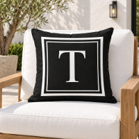 Classic Black White Square Frame Monogram