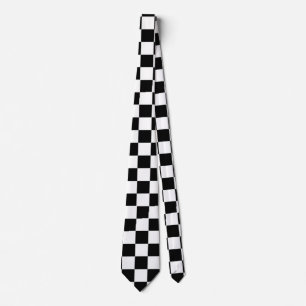 Classic Black White Squares Retro Checkerboard Neck Tie