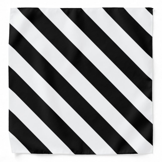 Classic Black & White Stripe Bandana (Front)