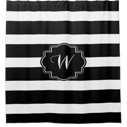Classic Black  White Stripes Shower Curtain