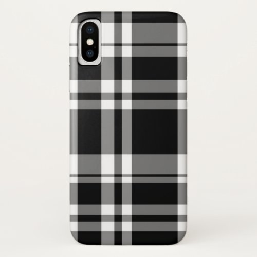 classic Black white tartan plaid iPhone X Case