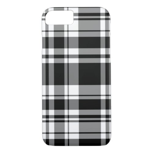 classic Black white tartan plaid iPhone 87 Case