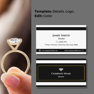 Classic Black & White Timeless Elegance Jeweler's Business Card
