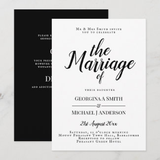 Classic Black White Typography Wedding Invitation