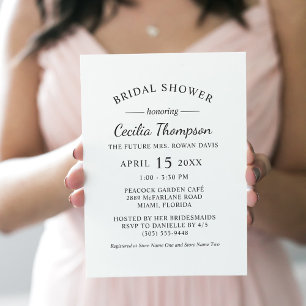 Classic Black White Wedding Bridal Shower Invitation