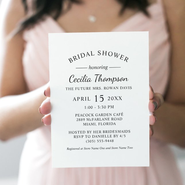 Classic Black White Wedding Bridal Shower Invitation (Creator Uploaded)