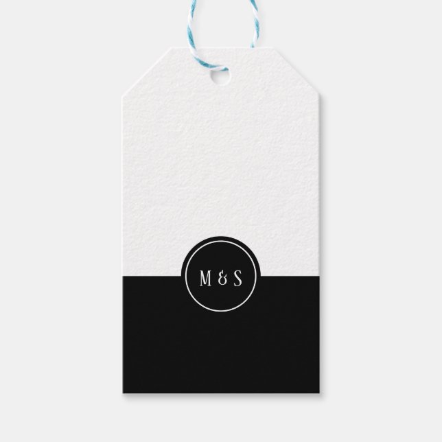 Classic Black & White Wedding Favor Tag (Front)