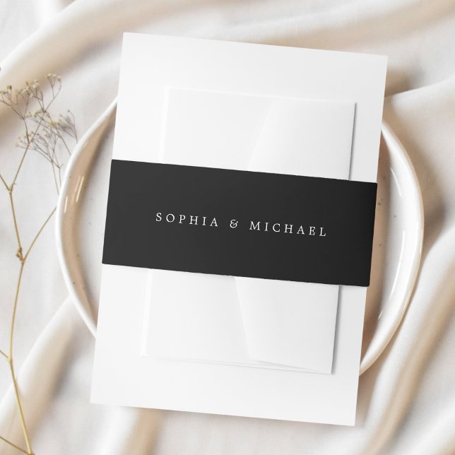 Classic Black White Wedding Invitation Belly Band (Creator Uploaded)