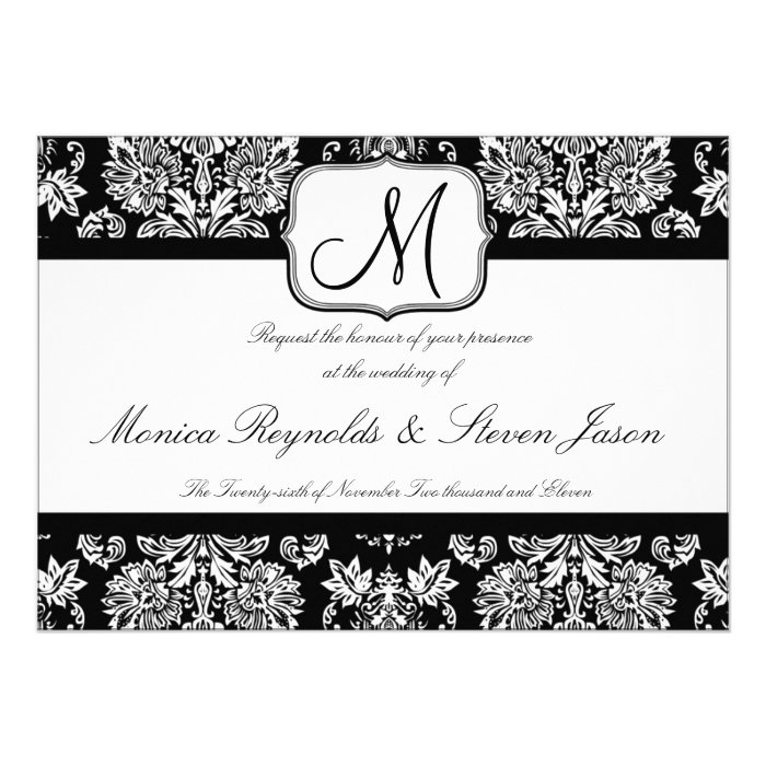 Classic black & white wedding invitation card