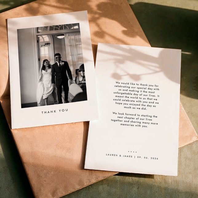 Classic Black & White Wedding Photo Thank You Card (Creator Uploaded)