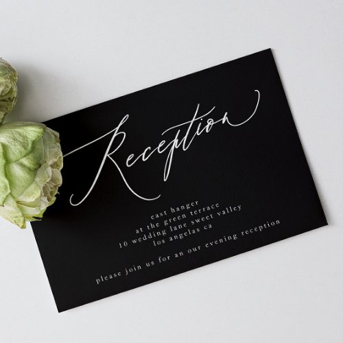 Classic Black White Wedding Reception Invitation