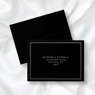 Classic Black White Wedding Return Address Envelope