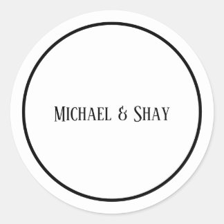 Classic Black & White Wedding Round Sticker