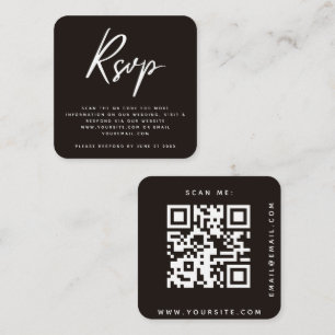 Classic Black & White Wedding RSVP QR Code Classy Enclosure Card