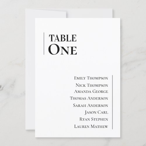 Classic Black White Wedding Table Seating Chart