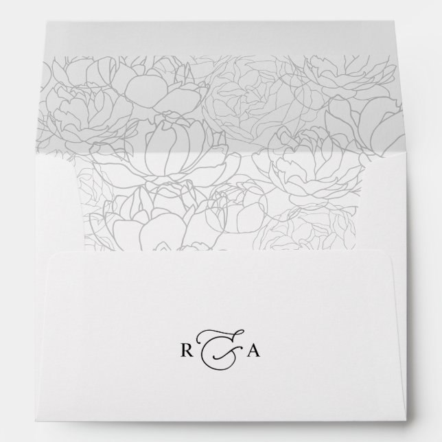 Classic Black & White with Return Address Monogram Envelope (Back (Bottom))