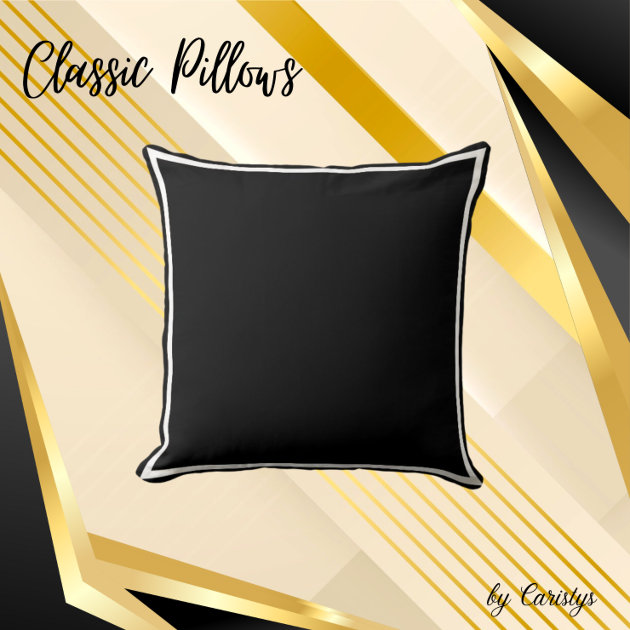 White pillows with online black trim