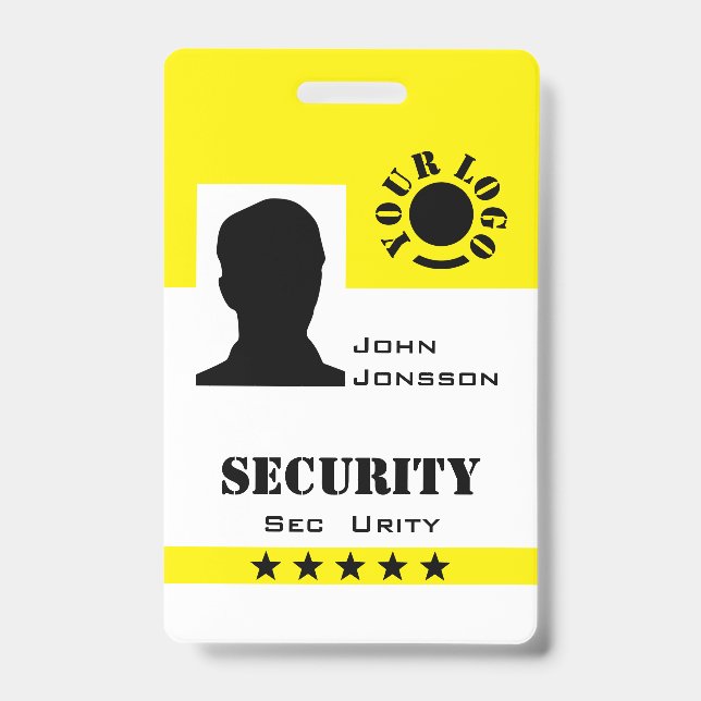 Classic Black Yellow Photo Logo Code Template Badge (Front)