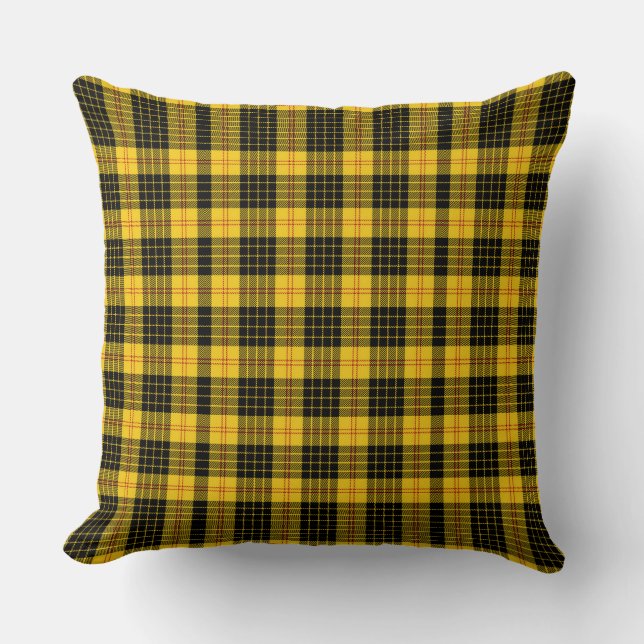 Classic Black Yellow Plaid  Throw Pillow (Front)