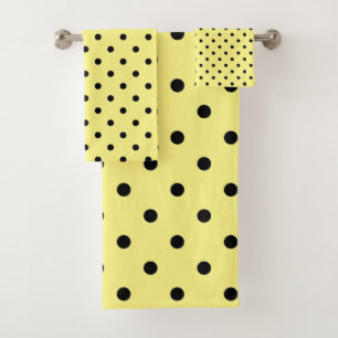 CLASSIC BLACK YELLOW SPOT BATHROOM TOWEL SET