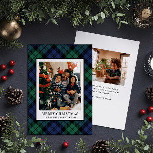 Classic Blackwatch Tartan Merry Christmas Photo Holiday Card
