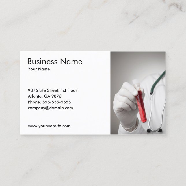 Classic Blood Sample Medical Service Business Card (Front)