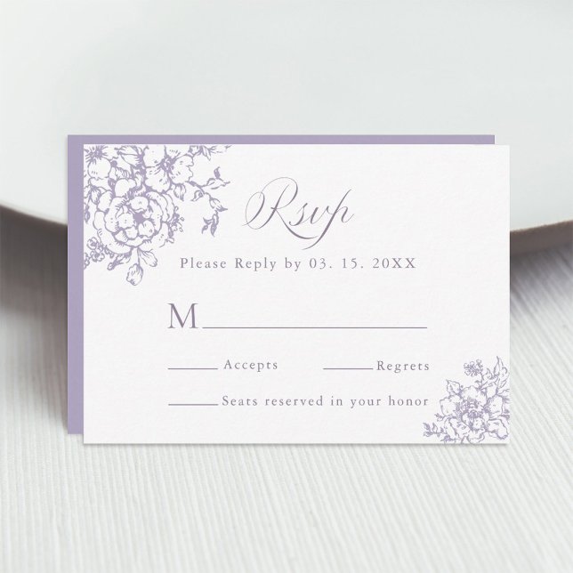 Classic Bloom Garden Lavender Wedding RSVP Card (Creator Uploaded)