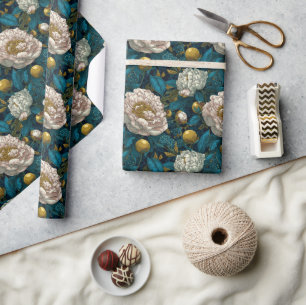 Classic Blooming Peonies Print Wrapping Paper