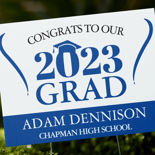 Classic Blue 2023 Grad Congrats Yard Sign