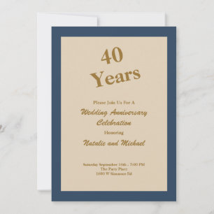 Classic Blue 40th Wedding Anniversary Invitation