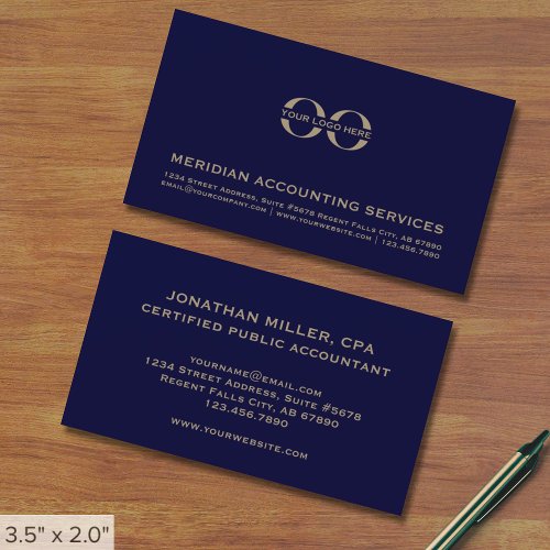 Classic Blue Accounting Business Card with Logo