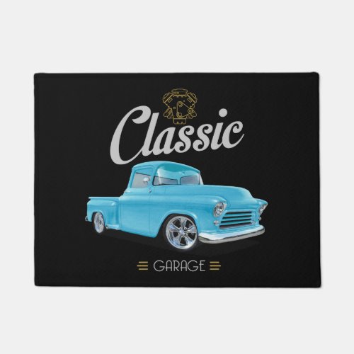 Classic Blue American Truck Garage Doormat
