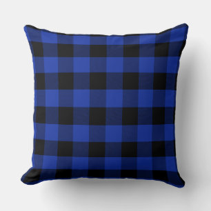 Classic Blue and Black Buffalo Plai Throw Pillow