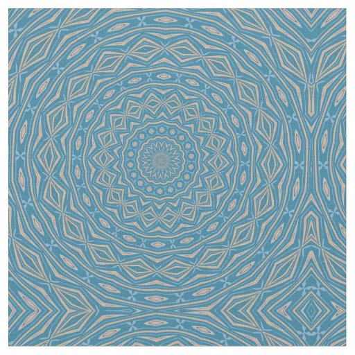 Classic Blue and Cappuchino Dome Effect Mandala Fabric