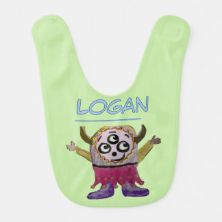 Classic Blue and Lime Personalize Encircled Name Baby Bib
