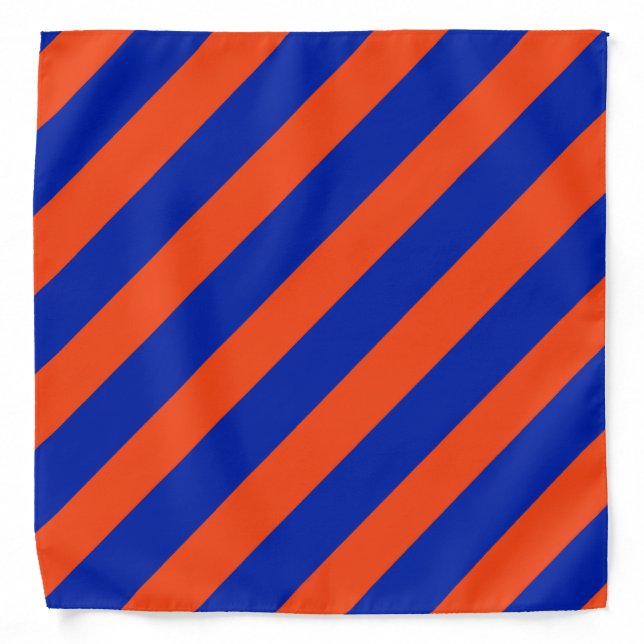 Classic Blue and Orange Diagonal Striped Bandana (Front)