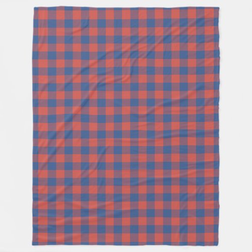 Classic Blue and Red Gingham Check Pattern Fleece Blanket
